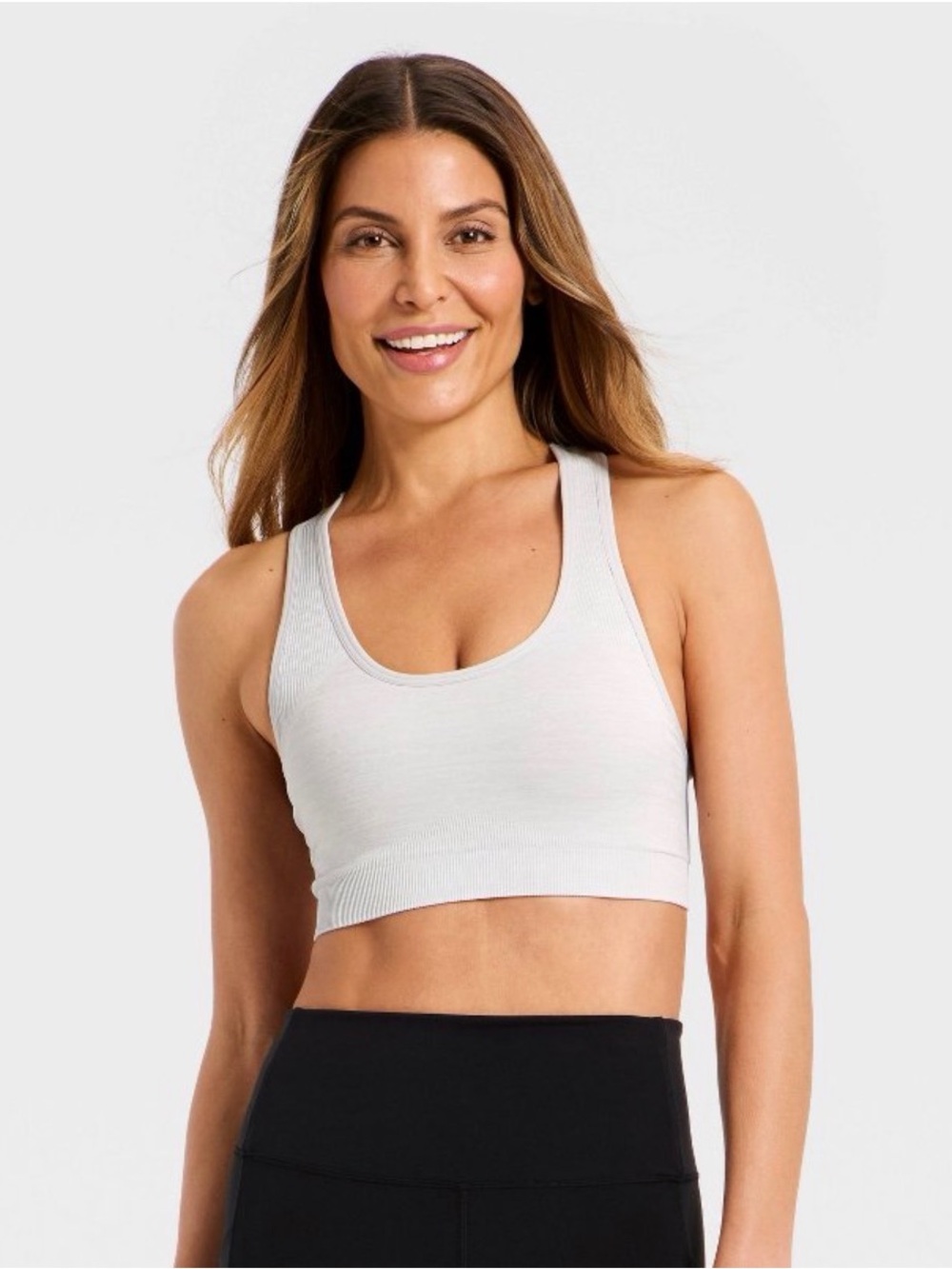 all in motion Ribbed Scoop Sports Brami - Light Gray - NWOT